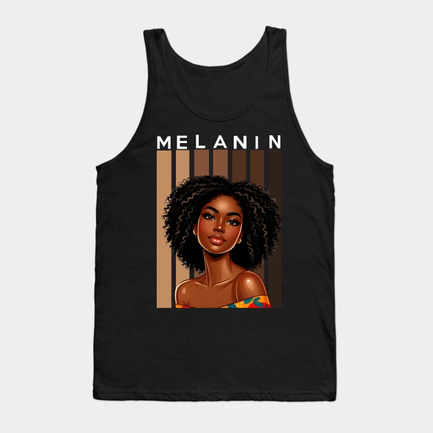 Melanin Shades Beauty Afrocentric Afro Queen Tank Top by Merchweaver